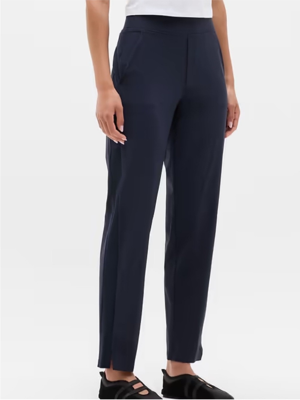 Athleta Brooklyn Mid Rise Ankle Trouser Pants NavyBlue Lightweight Packable - Picture 2 of 13